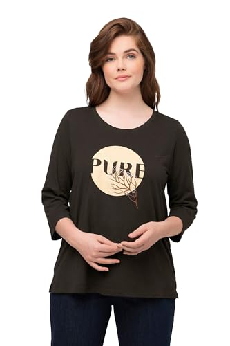 Ulla Popken Damen with Pure-Print T-Shirt, Schwarzbraun, 50-52 von Ulla Popken