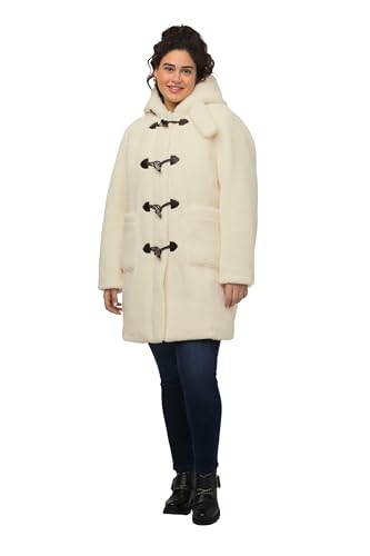 Ulla Popken Damen Teddy-Dufflecoat mit Spatenkragen Mäntel, vanille, 46-48 von Ulla Popken