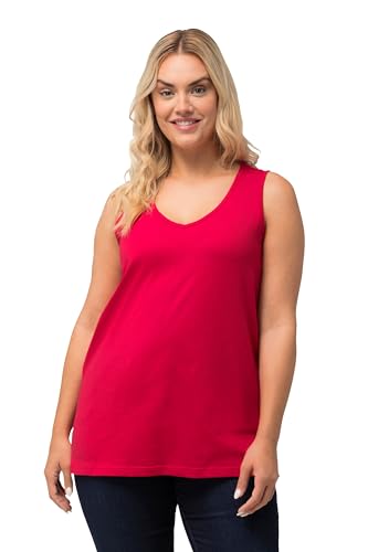 Ulla Popken Damen Feminines Top mit V-neck T-Shirt, rot, 50-52 von Ulla Popken