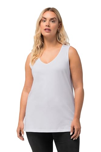 Ulla Popken Damen Feminines Top mit V-neck T-Shirt, schneeweiß, 46-48 von Ulla Popken