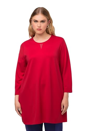 Ulla Popken Damen Tunika, Eggshape, Oversized, U-Boot-Ausschnitt, 3/4-Arm Sweatshirt, Salsa, 50-52 von Ulla Popken