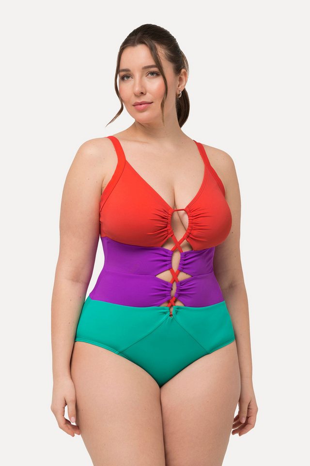Ulla Popken Badeanzug Badeanzug Colorblocking Softcups Aussparungen von Ulla Popken
