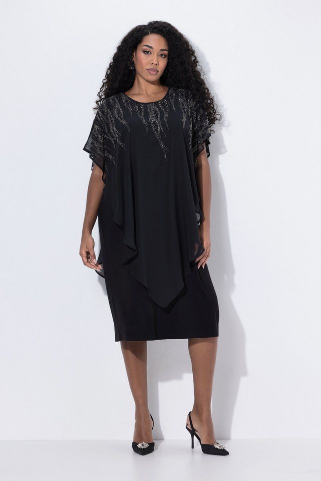 Ulla Popken Cocktailkleid Chiffon-Midikleid doppellagig Rundhals Halbarm von Ulla Popken