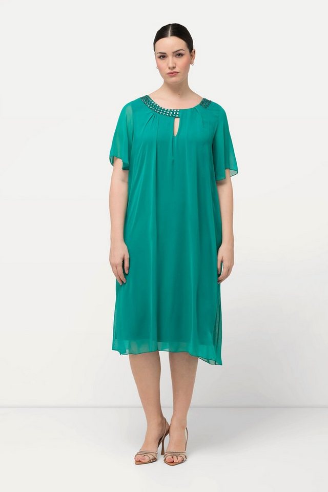 Ulla Popken Cocktailkleid Chiffonkleid Schmucksteine A-Linie Rundhals von Ulla Popken