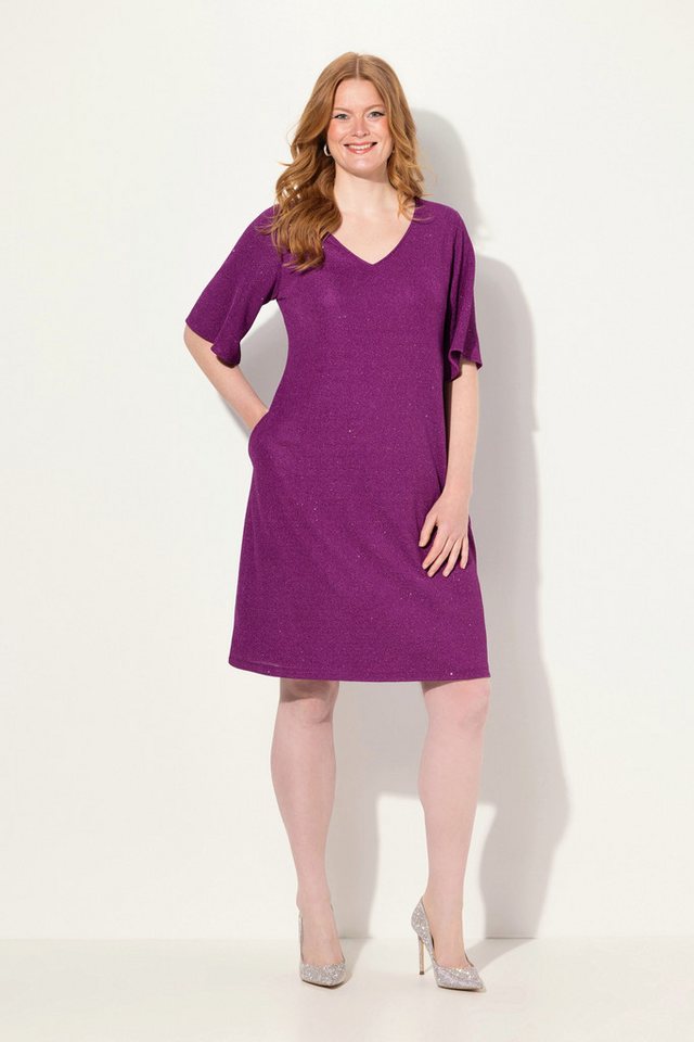 Ulla Popken Cocktailkleid Midikleid A-Linie Glitter V-Ausschnitt 3/4-Arm Ulla Popken Cocktailkleid Midikleid A-Linie Glitter V-Ausschnitt 3/4-Arm von Ulla Popken