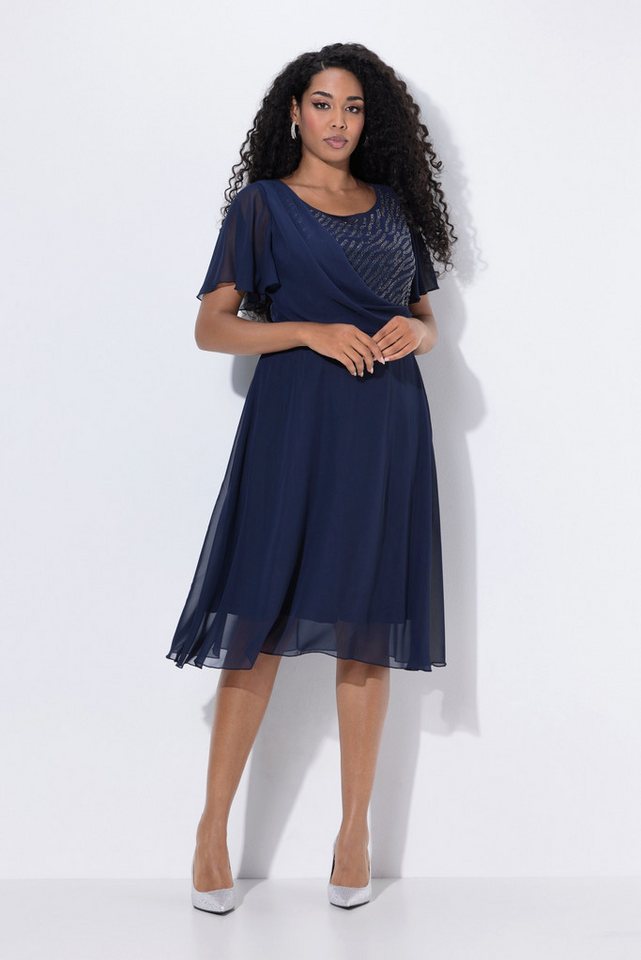 Ulla Popken Cocktailkleid Midi-Abendkleid Chiffon Drapierung von Ulla Popken
