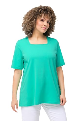 Ulla Popken Damen, A-Linie, Carree-Ausschnitt, Halbarm 807286 T-Shirt, türkisgrün, 50-52 von Ulla Popken