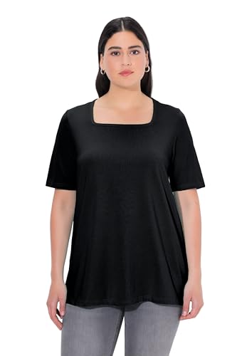 Ulla Popken Damen, A-Linie, Carree-Ausschnitt, Halbarm T-Shirt, Black Beauty, 54-56 von Ulla Popken