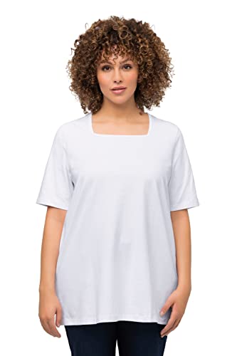 Ulla Popken Damen, A-Linie, Carree-Ausschnitt, Halbarm T-Shirt, White Out, 46-48 von Ulla Popken