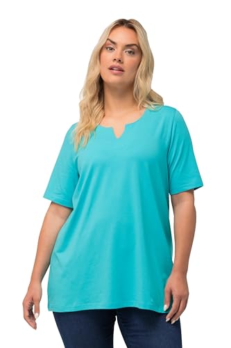 Ulla Popken Damen, A-Linie, Tunika-Ausschnitt, Halbarm T-Shirt, Tiefes Aqua, 42-44 von Ulla Popken