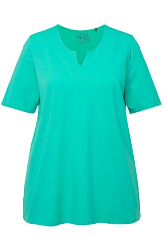 Ulla Popken Damen, A-Linie, Tunika-Ausschnitt, Halbarm T-Shirt, Türkisgrün, 46-48 von Ulla Popken