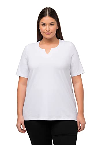 Ulla Popken Damen, A-Linie, Tunika-Ausschnitt, Halbarm T-Shirt, Schneeweiß, 46-48 von Ulla Popken