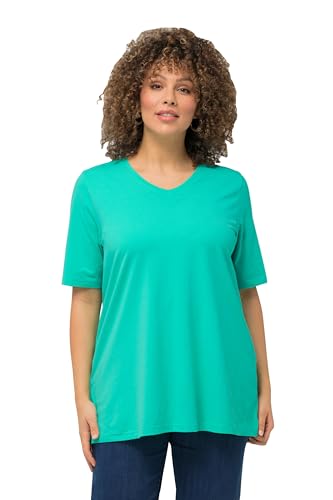 Ulla Popken Damen, A-Linie, V-Ausschnitt, Halbarm T-Shirt, Türkisgrün, 58-60 von Ulla Popken