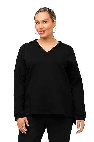 Ulla Popken Damen, Black-Gummidruck, V-Ausschnitt, Langarm Sweatshirts, schwarz, 42-44 von Ulla Popken