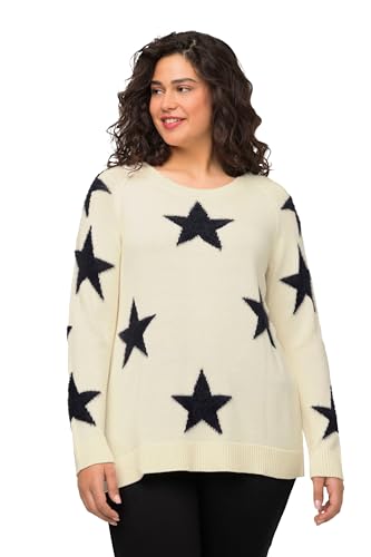 Ulla Popken Damen, Flauschige Sterne, Rundhals, Langarm Pullover, Offwhite, 50-52 von Ulla Popken