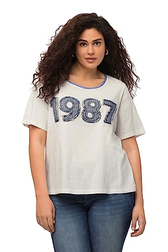 Ulla Popken Damen, Jeanszahlen, A-Linie, Rundhals, Halbarm T-Shirts, Offwhite, 42-44 von Ulla Popken