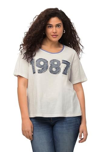 Ulla Popken Damen, Jeanszahlen, A-Linie, Rundhals, Halbarm T-Shirts, Offwhite, 46-48 von Ulla Popken