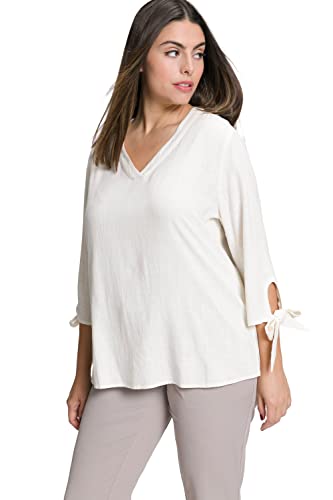 Ulla Popken, Damen, große Größen, Linen Blouse with decorative Bow at sleeve von Ulla Popken