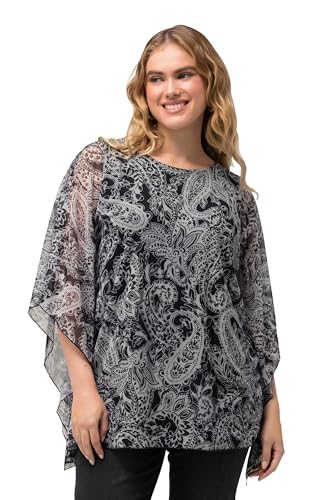 Ulla Popken Damen, Mesh Überwurf, V-Ausschnitt Bluse, Schwarz, 50-52 von Ulla Popken