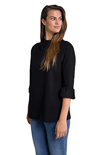 Ulla Popken Damen Sweatshirt. Oversized, stand-up krave, 3/4-volantarm Sweatshirt, Black Beauty, 46 Große Größen EU von Ulla Popken