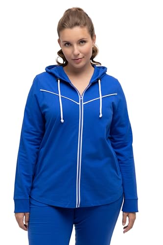 Ulla Popken Damen, Piping, Kapuze, gerundeter Saum Sweatjacke, Royalblau, 42-44 von Ulla Popken