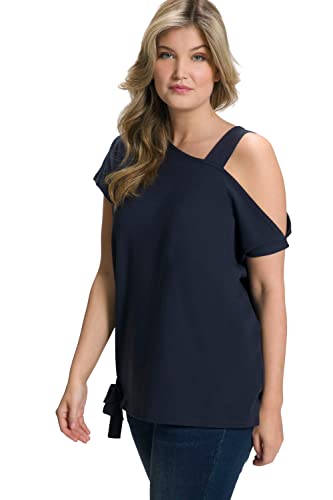 Ulla Popken Damen, Schulterausschnitt, Rundhals, Halbarm T-Shirt, Marine, 50-52 von Ulla Popken