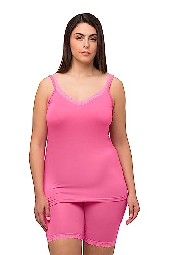 Ulla Popken Damen, Spitze, Bambus, hautfreundlich Unterhemd, Hibiskuspink, 54-56 von Ulla Popken