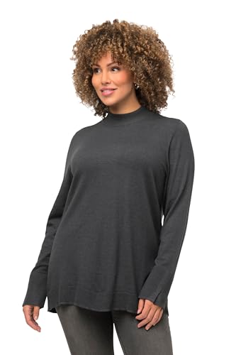 Ulla Popken Damen, Stehkragen, Langarm, Rippbündchen Pullover, mittel grau Melange, 50-52 von Ulla Popken