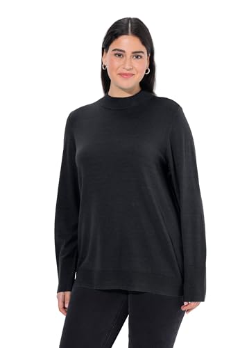 Ulla Popken Damen, Stehkragen, Langarm, Rippbündchen Pullover, schwarz, 62-64 von Ulla Popken
