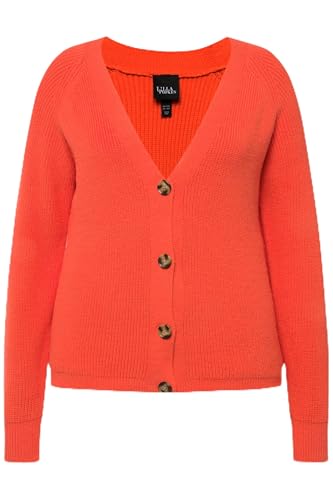 Ulla Popken Damen, Uni mit großen Knöpfen Strickjacke, Hibiskusrot, 46-48 Ulla Popken Damen, Uni mit großen Knöpfen Strickjacke, Hibiskusrot, 46-48 von Ulla Popken