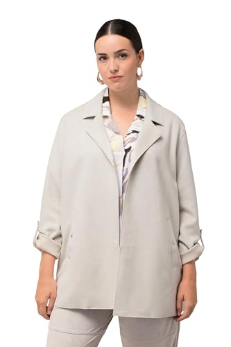 Ulla Popken Damen, Velourslederoptik, Oversized, offene Form Jacke, Grau Beige, 58-60 von Ulla Popken