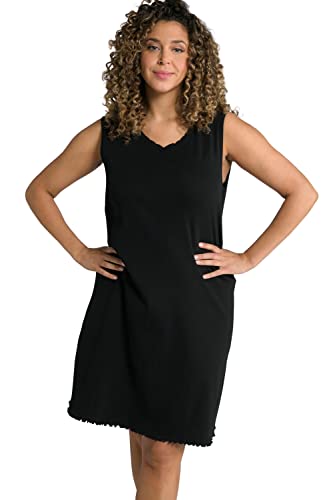 Ulla Popken Damen, Wellenkanten, A-Linie, Feinripp, Biobaumwolle Kleid, schwarz, 58-60 von Ulla Popken