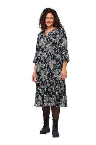 Ulla Popken Damen, bedruck Kleid, Marine, 54-56 von Ulla Popken