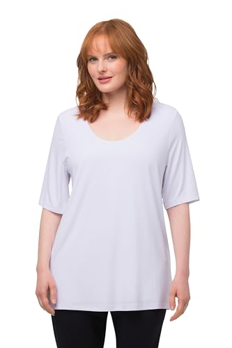 Ulla Popken Damen, vorne doppellagig, V-Ausschnitt, Halbarm T-Shirts, Schneeweiß, 54-56 von Ulla Popken