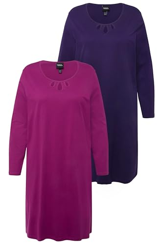 Ulla Popken Damen 2er, Bigshirt, Elegant Cut-Out Nachthemd, lilablau, 42-44 von Ulla Popken