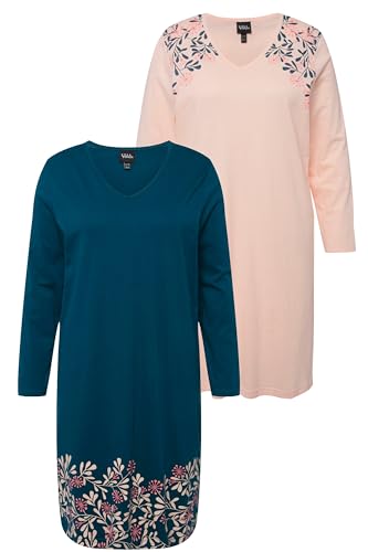 Ulla Popken Damen 2er, Bigshirts, Sweet Dreams Nachthemd, Blau, 46/48 von Ulla Popken