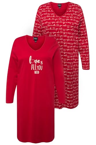 Ulla Popken Damen 2er Bigshirt, Love is All Nachthemd, Salsa, 42-44 von Ulla Popken