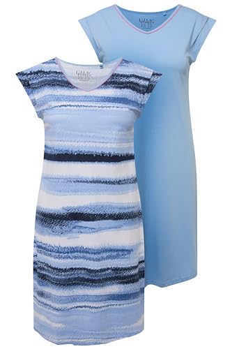 Ulla Popken Damen 2er Bigshirts, Horizon 829473 Nachthemd, Blau, 46/48 von Ulla Popken