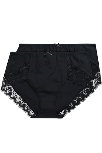 Ulla Popken Damen 2er Pack Büroslips mit Spitze, schwarz, 62/64 von Ulla Popken