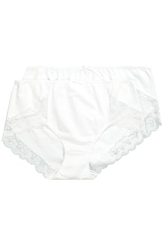 Ulla Popken Damen 2er Pack Büroslips mit Spitze, weiß, 50/52 von Ulla Popken