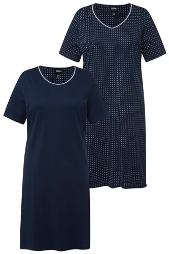 Ulla Popken Damen 2pcs, Bigshirts, Simple and dots Nachthemd, Nachtblau, 42-44 von Ulla Popken