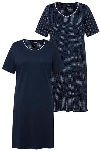 Ulla Popken Damen 2pcs, Bigshirts, Simple and dots Nachthemd, Nachtblau, 46-48 von Ulla Popken