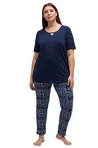 Ulla Popken Damen 3-TLG Pyjama Set, Heartfelt Pyjamaset, Nachtblau, 42-44 von Ulla Popken