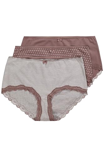 Ulla Popken Damen 3pcs, Hipster Dotted and Striped Slip, Erde, 54-56 von Ulla Popken
