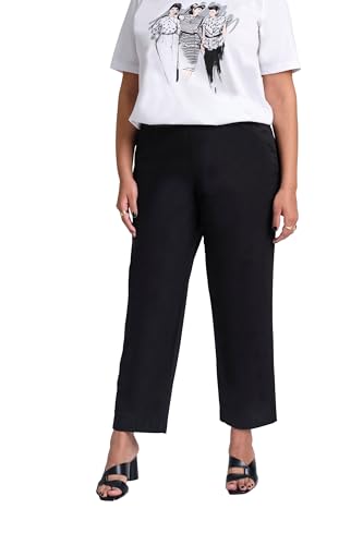 Ulla Popken Damen 7/8-Chinohose Ruby, Elastikbund, weites, gerades Bein Freizeithose, Black Beauty, 32W / 32L von Ulla Popken