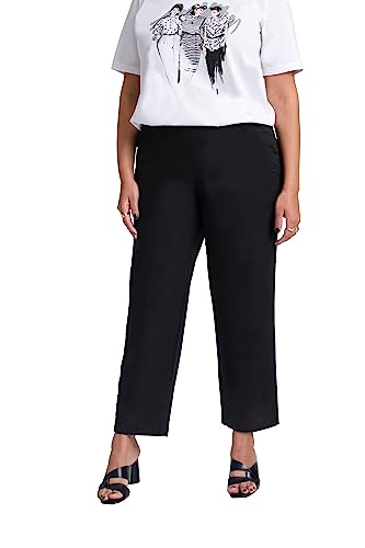 Ulla Popken Damen 7/8-Chinohose Ruby, Elastikbund, weites, gerades Bein Freizeithose, Black Beauty, 32W / 32L von Ulla Popken