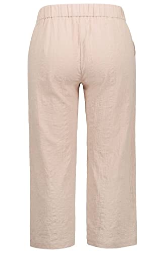 Ulla Popken Damen 7/8-Hose Mary, Bubble-Struktur, weites Bein, Komfortbund Lässige Hose, Dry Sand, 32W / 32L von Ulla Popken