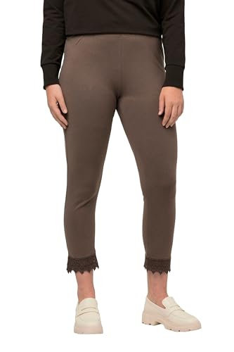 Ulla Popken Damen Eco Cotton Lace Trim Leggings Hose, Nougatbraun, 40W / 32L von Ulla Popken