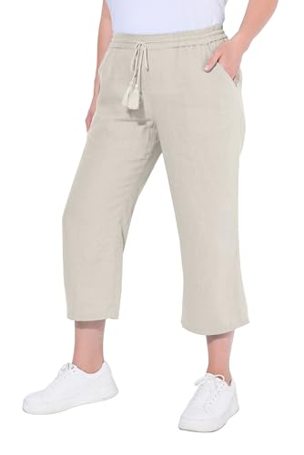 Ulla Popken Damen Cool Linen Capri Pants Hose, Natur, 42-44 von Ulla Popken