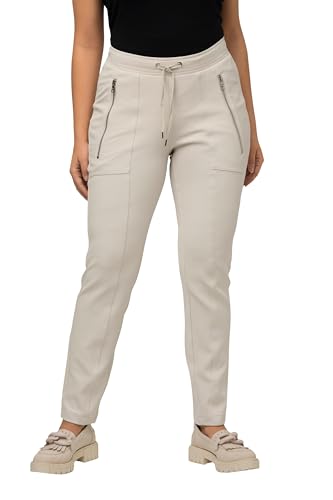 Ulla Popken Damen 7/8-Sweathose, konisches Bein, Elastikbund, Zipptaschen Hose, Soft Granit, 48 von Ulla Popken